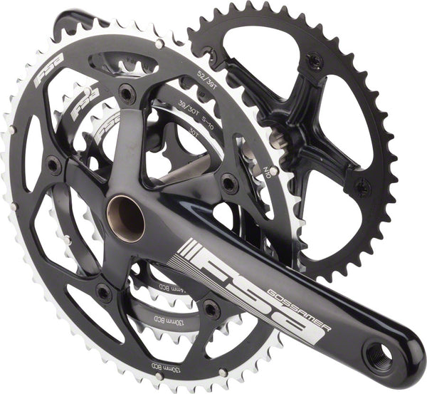 Full Speed Ahead Gossamer Tandem Rear Crankset - 170mm 10-Speed 52/39/30t 130/74 BCD Full Speed Ahead MegaExo Spindle Interface BLK