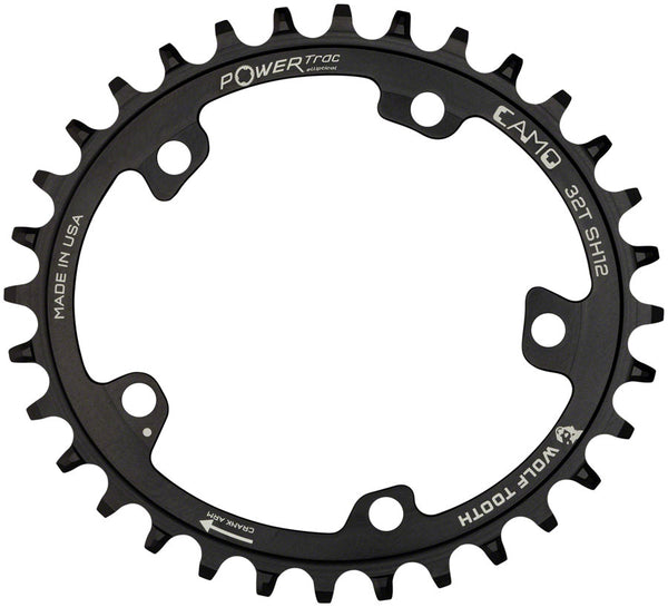 Wolf Tooth CAMO Aluminum Elliptical Chainring - 32t Wolf Tooth CAMO Mount Drop-Stop ST Requires 12-Speed HG+ Chain BLK