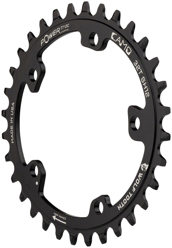 Wolf Tooth CAMO Aluminum Elliptical Chainring - 32t Wolf Tooth CAMO Mount Drop-Stop ST Requires 12-Speed HG+ Chain BLK