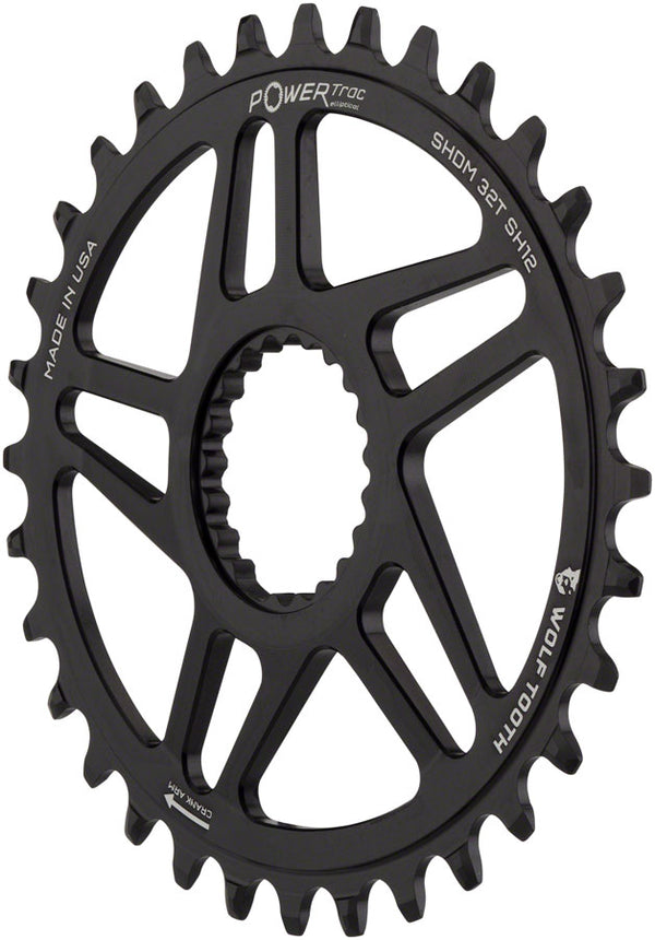 Wolf Tooth Elliptical Direct Mount Chainring - 34t Shimano DM Boost 3mm Offset Drop-Stop ST Requires 12-Speed HG+ Chain BLK