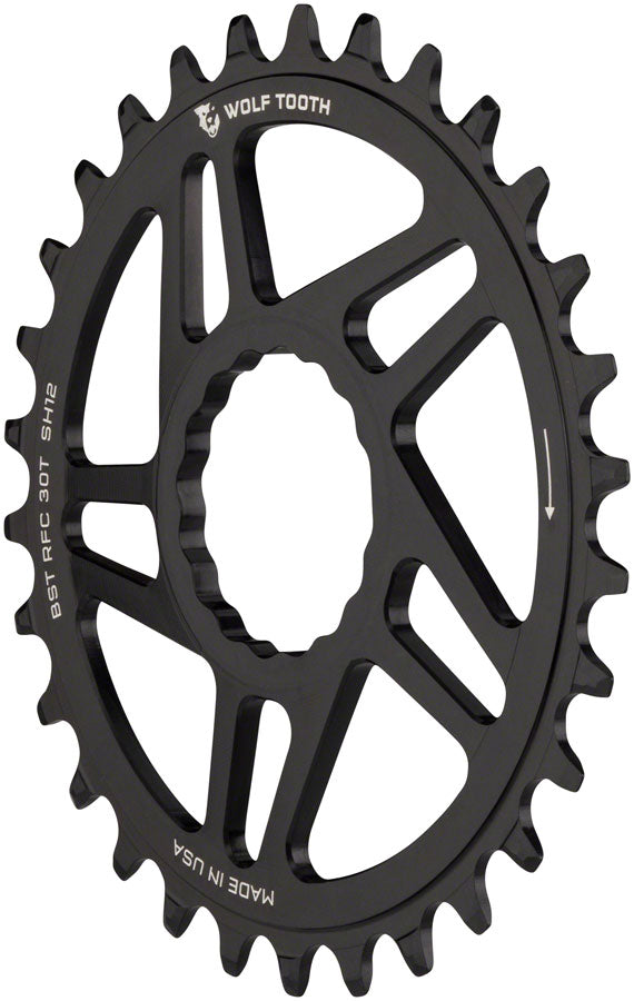 Wolf Tooth Direct Mount Chainring - 32t RaceFace CINCH Direct Mount Boost 3mm Offset Drop-Stop ST Requires 12-Speed HG+ Chain BLK