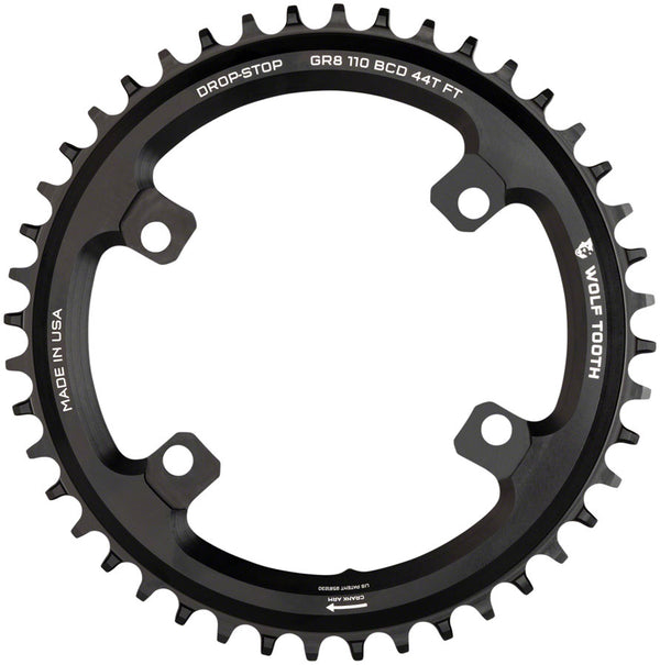 Wolf Tooth Shimano 110 Asymmetric BCD Chainring - 40t 110 Asymmetric BCD 4-Bolt Drop-Stop B For Shimano GRX Cranks BLK