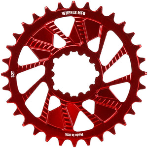 Wheels Manufacturing Direct Mount Chainring - 32t SRAM 3-Bolt Direct Mount 3mm Offset T-Type Chain Compatible Red
