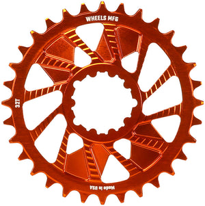 Wheels Manufacturing Direct Mount Chainring - 32t SRAM 3-Bolt Direct Mount 3mm Offset T-Type Chain Compatible Orange