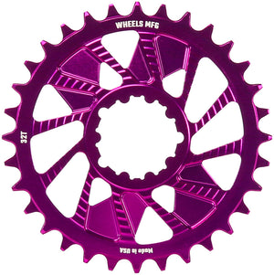 Wheels Manufacturing Direct Mount Chainring - 32t SRAM 3-Bolt Direct Mount 3mm Offset T-Type Chain Compatible Purple