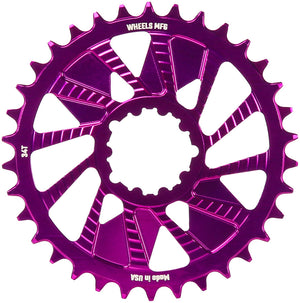 Wheels Manufacturing Direct Mount Chainring - 34t SRAM 3-Bolt Direct Mount 3mm Offset T-Type Chain Compatible Purple