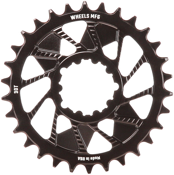 Wheels Manufacturing Direct Mount Chainring - 30t SRAM 3-Bolt Direct Mount 3mm Offset Compatible Hyperglide+ Chain BLK
