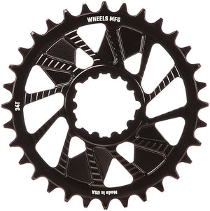 Wheels Manufacturing Direct Mount Chainring - 34t SRAM 3-Bolt Direct Mount 3mm Offset Compatible Hyperglide+ Chain BLK