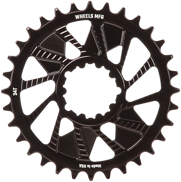 Wheels Manufacturing Direct Mount Chainring - 34t SRAM 3-Bolt Direct Mount 3mm Offset Compatible Hyperglide+ Chain BLK