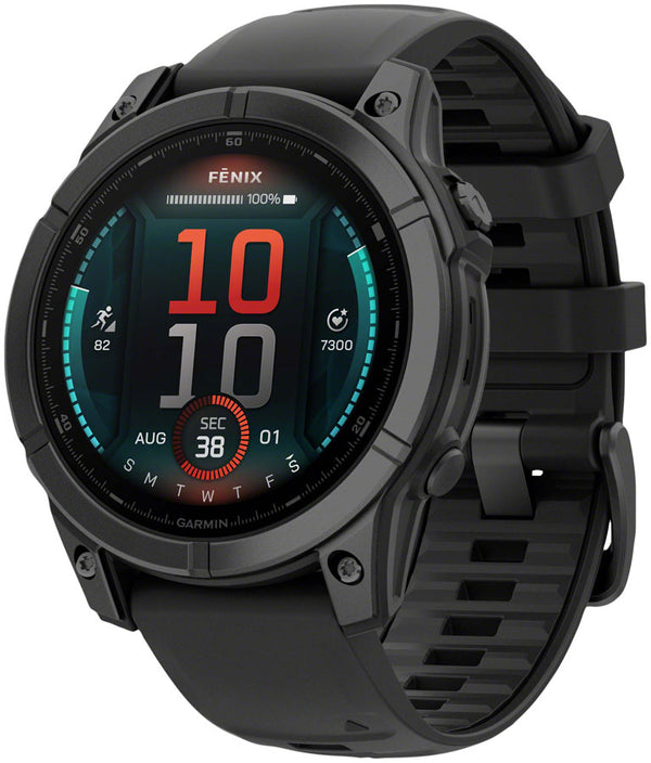 Garmin fenix E Smartwatch - 47mm AMOLED Slate Gray Steel BLK Silicone Band