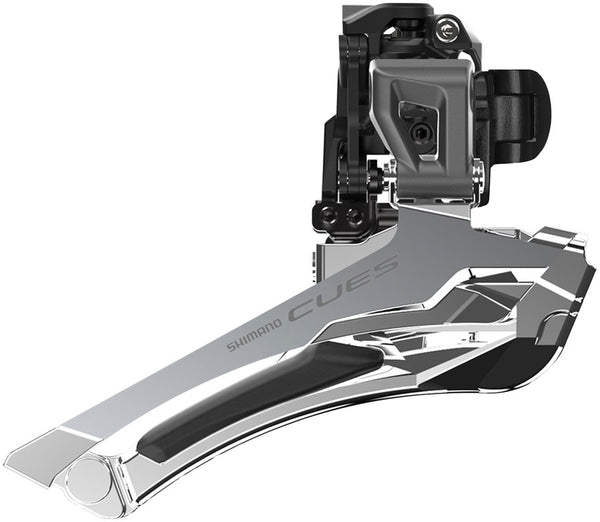 Shimano CUES FD-U6030-X Front Derailleur - 9/10-Speed Double Down-Swing 34.9mm Band Clamp Size Adapters 46/50t Max BLK/S ilver