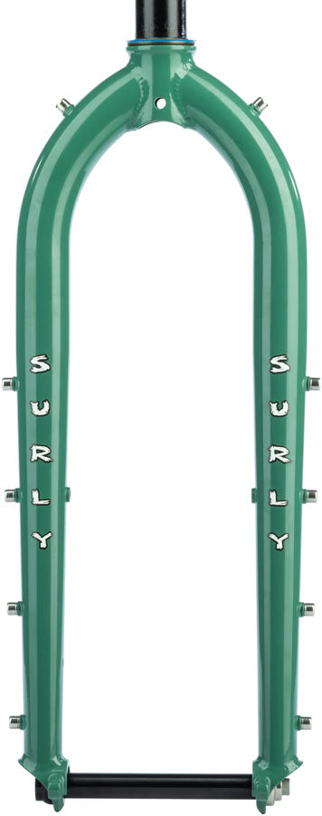 Surly Dinner Fork - 27.5" 15x110mm Thru-Axle 1-1/8" Straight Steerer 420mm Axle To Crown Steel Illegal Smile Green