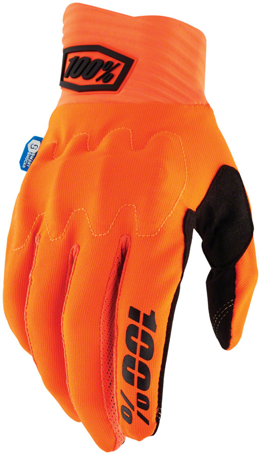 100% Cognito Smart Shock Gloves - Flourescent Orange Full Finger Small