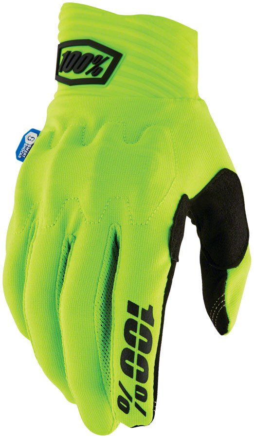 100% Cognito Smart Shock Gloves - Flourescent Yellow Full Finger Small