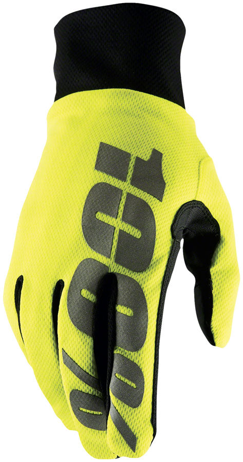 100% Hydromatic Gloves - Flourescent Yellow Full Finger Medium