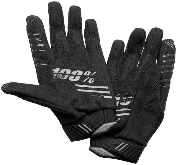 100% R-Core Gloves - Black Full Finger Mens Large