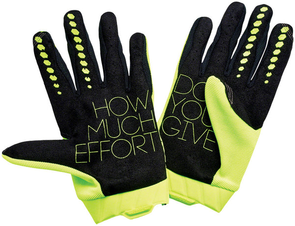 100% Geomatic Gloves - Flourescent Yellow Full Finger Mens Medium