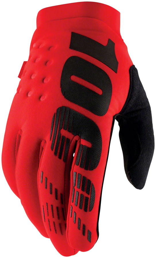 100% Brisker Gloves - Red Full Finger Mens X-Large