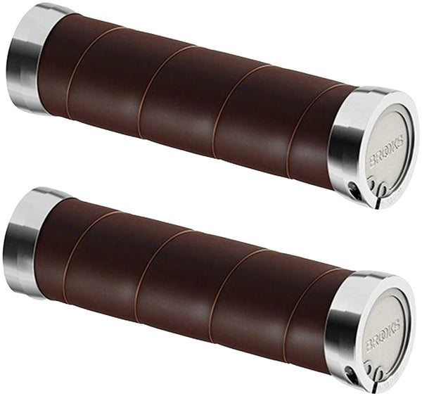 Brooks Slender Leather Grips - Brown 130/130mm