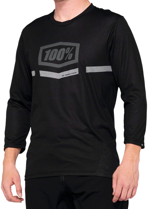 100% Airmatic 3/4 Sleeve Jersey - Black Medium