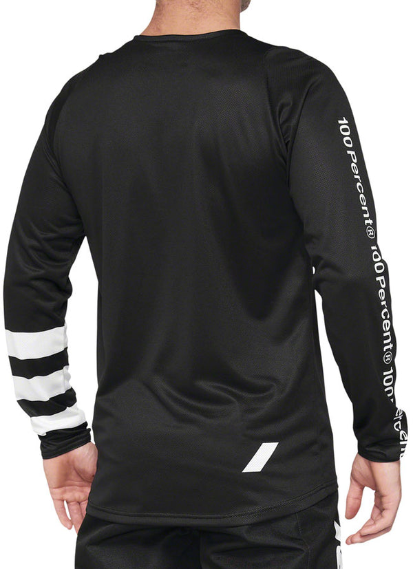 100% R-Core Jersey - Black/White Long Sleeve Mens X-Large