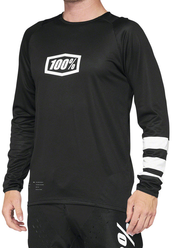 100% R-Core Jersey - Black/White Long Sleeve Mens X-Large