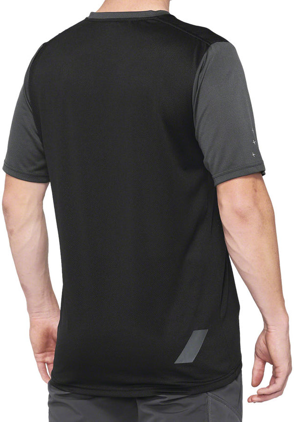 100% Ridecamp Jersey - Black/Charcoal Short Sleeve Mens Small