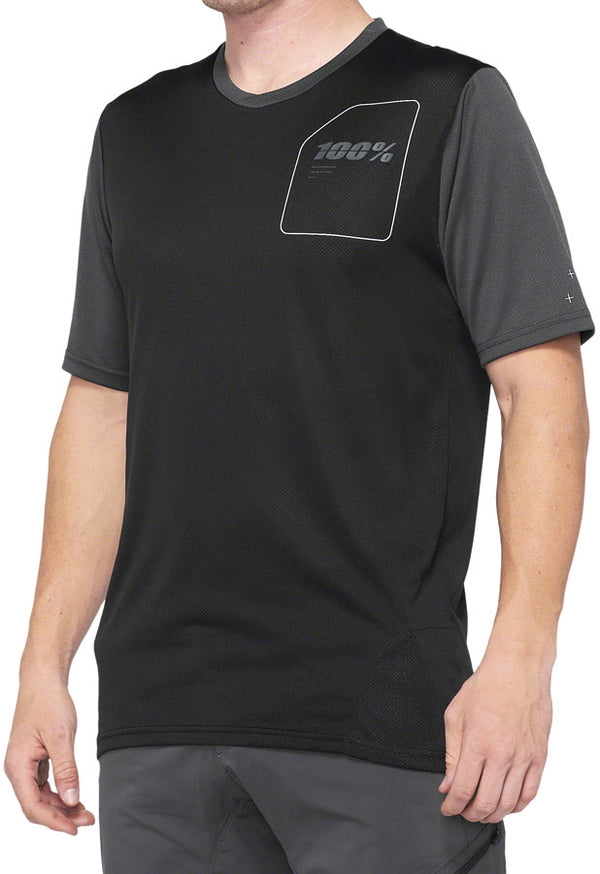 100% Ridecamp Jersey - Black/Charcoal Short Sleeve Mens Small