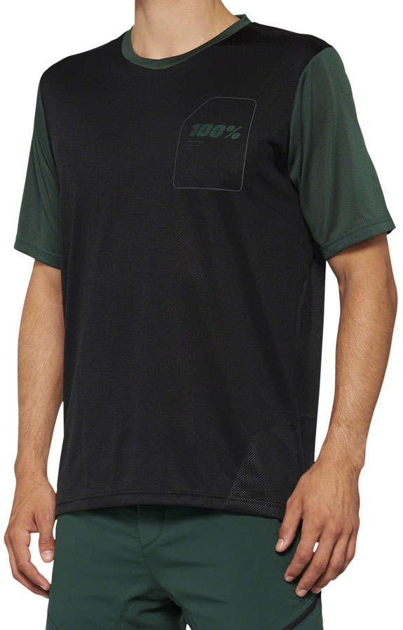 100% Ridecamp Jersey - Black/Green Short Sleeve Mens Large