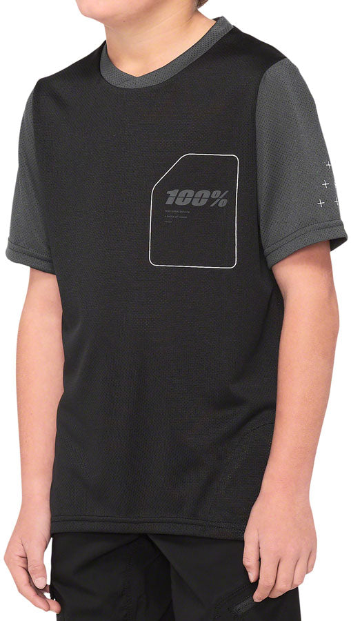 100% Ridecamp Jersey - Black/Charcoal Short Sleeve Youth X-Large