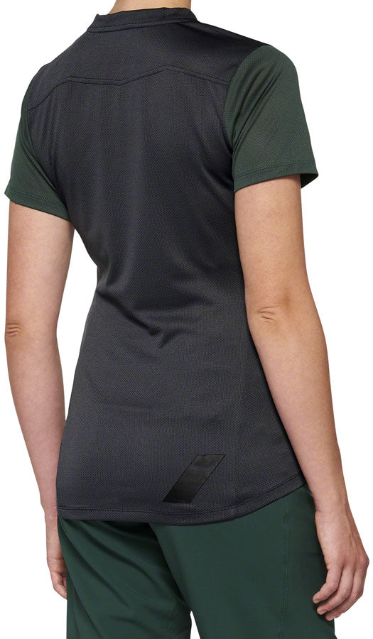 100% Ridecamp Jersey - Charcoal/Green Short Sleeve Womens Large