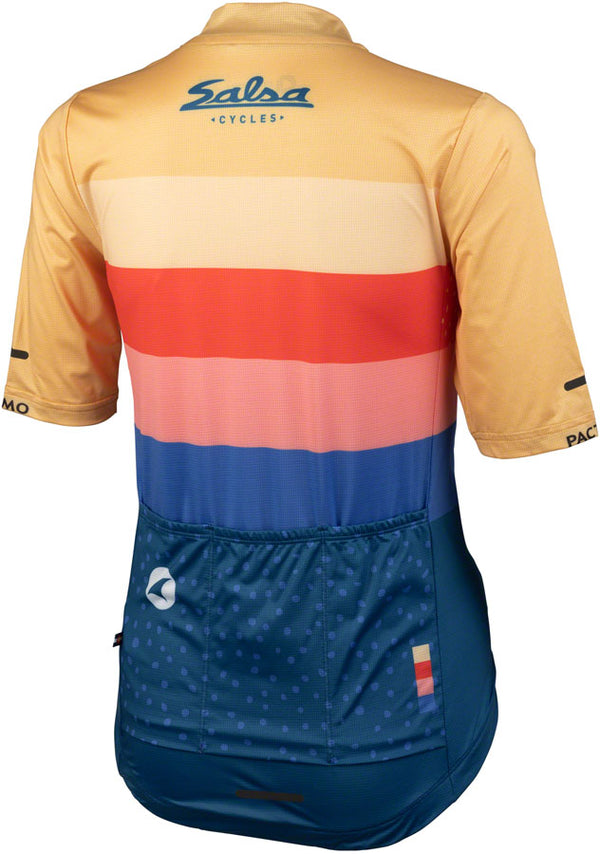 Salsa Team Polytone Womens Jersey - Goldenrod Dark Blue w/ Stripes Small