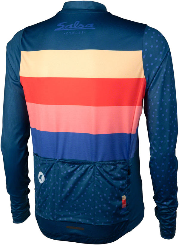 Salsa Team Polytone Mens Long Sleeve Jersey - Dark Blue w/ Stripes Small