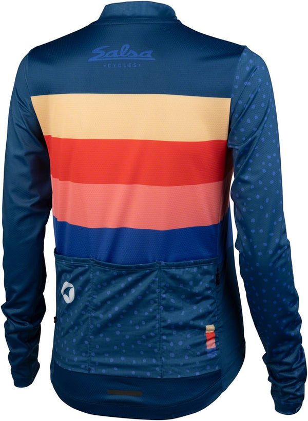 Salsa Team Polytone Womens Long Sleeve Jersey - Dark Blue w/ Stripes Medium