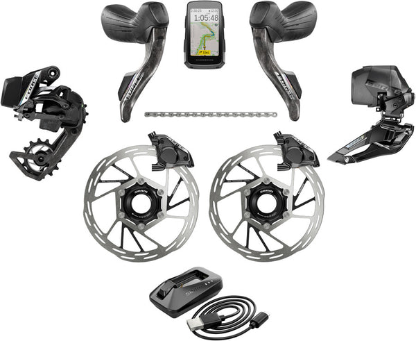 SRAM Force eTap AXS Road Groupset - 2x12-Speed HRD Shift/Brake Levers FM Calipers Rotors Chain F/R Derailleurs Hammerhead Karoo E1