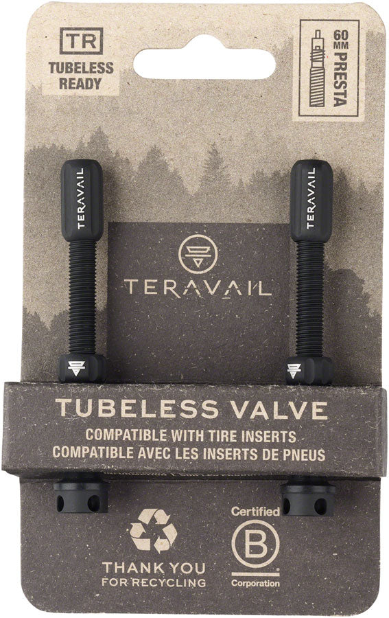 Teravail Alloy Tubeless Valves - Pair 60mm Matte Black