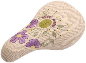 Odyssey X Bloom BMX Seat - Pivotal Cream Corduroy w/ Floral Embroidery Fat