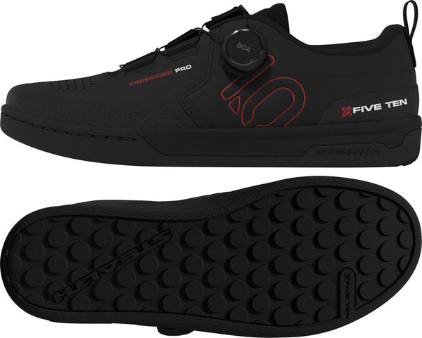 Five Ten Freerider Pro BOA Flat Shoes - Men's Core Black/Red/FTWR White 6