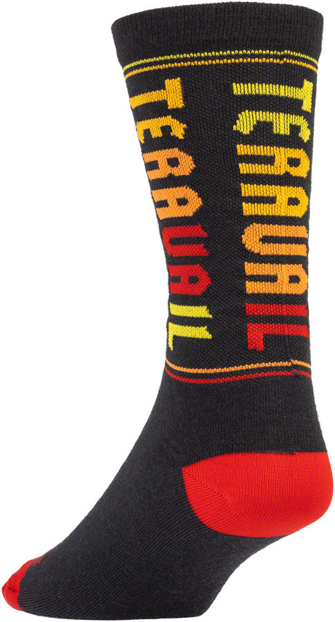 Teravail Scroll Wool Sock - Black/Red/Orange/Yellow Small/Medium