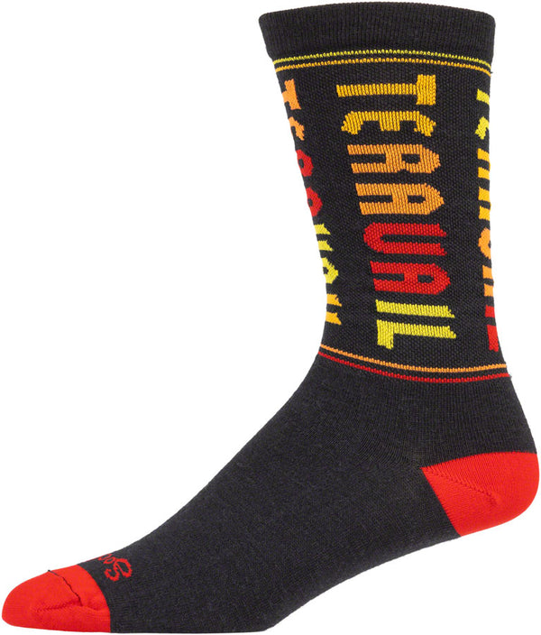 Teravail Scroll Wool Sock - Black/Red/Orange/Yellow Small/Medium