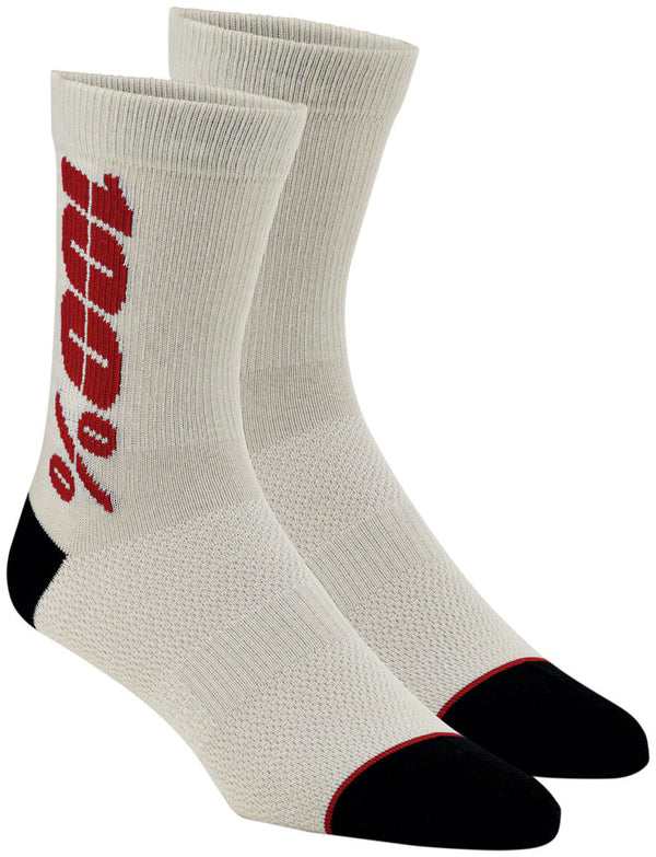 100% Rythym Merino MTB Socks - 6" Silver/Cherry Small/Medium