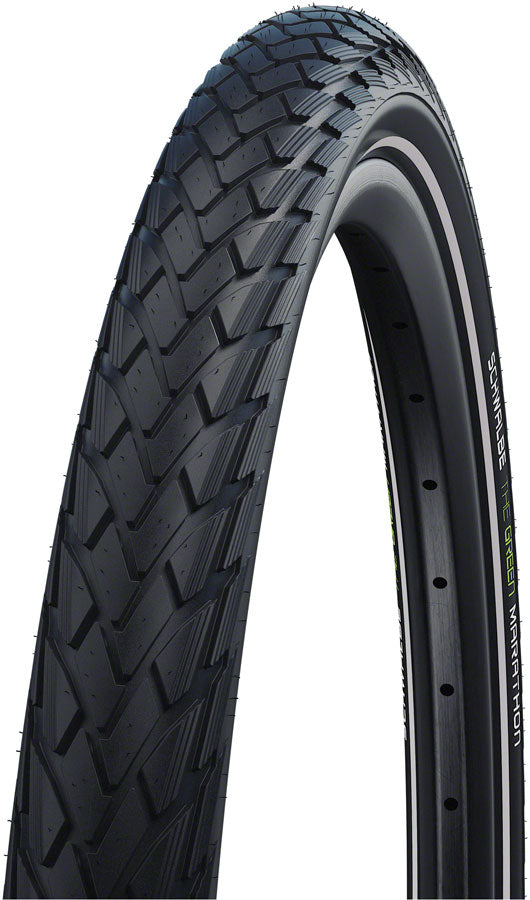 Schwalbe Green Marathon Tire - 700 x 35-37 / 28 x 1.40 Clincher Wire BLK/Reflective Performance Line GreenGuard TwinSkin Addix