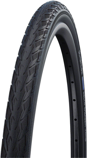 Schwalbe Delta Cruiser Plus Tire - 700 x 45 Clincher Wire BLK/Reflective Active Line PunctureGuard Green Compound E-25