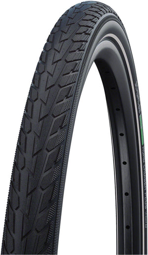 Schwalbe Road Cruiser Plus Tire - 700 x 40 Clincher Wire BLK/Reflective Active Green Compound PunctureGuard