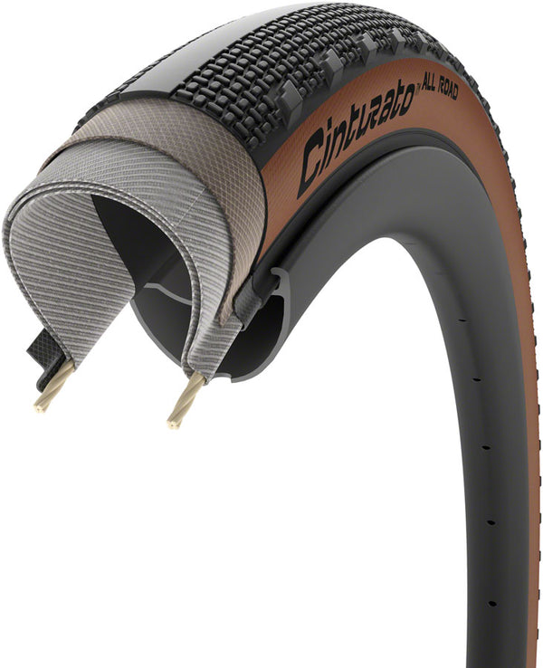 Pirelli Cinturato All Road Tire - 700 x 50 Tubeless Folding Classic Tan TechWALL+ Pro Gravel