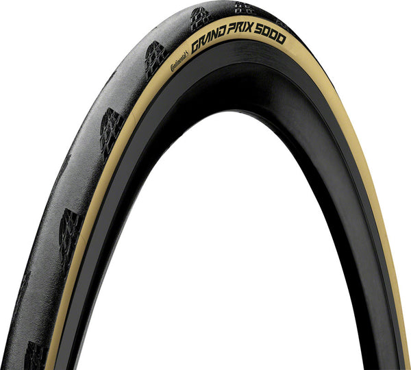 Continental Grand Prix 5000 Tire - 700 x 25 Clincher Folding BLK/Cream BLKChili Vectran Breaker LazerGrip ACT