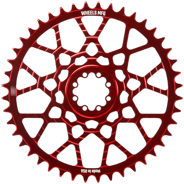 Wheels Manufacturing Gravel Direct Mount Chainring - 46t SRAM 8-Bolt Direct Mount 6.5mm Inboard Offset T-Type Chain Compatible Red