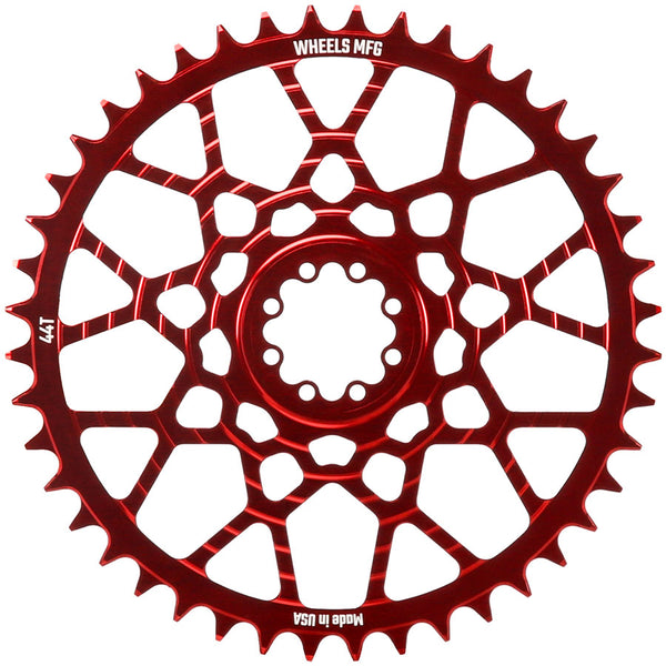 Wheels Manufacturing Gravel Direct Mount Chainring - 44t SRAM 8-Bolt Direct Mount 6.5mm Inboard Offset T-Type Chain Compatible Red