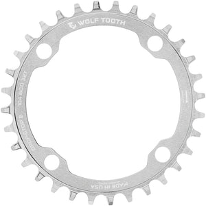 Wolf Tooth 104 BCD Chainring - 32t 104 BCD 4-Bolt Drop-Stop B Raw Silver