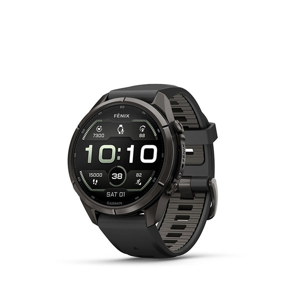 Garmin fenix 9 Pro 43mm Watch Watch Color: Black Wristband: Black/ Pebble Grey - Silicone